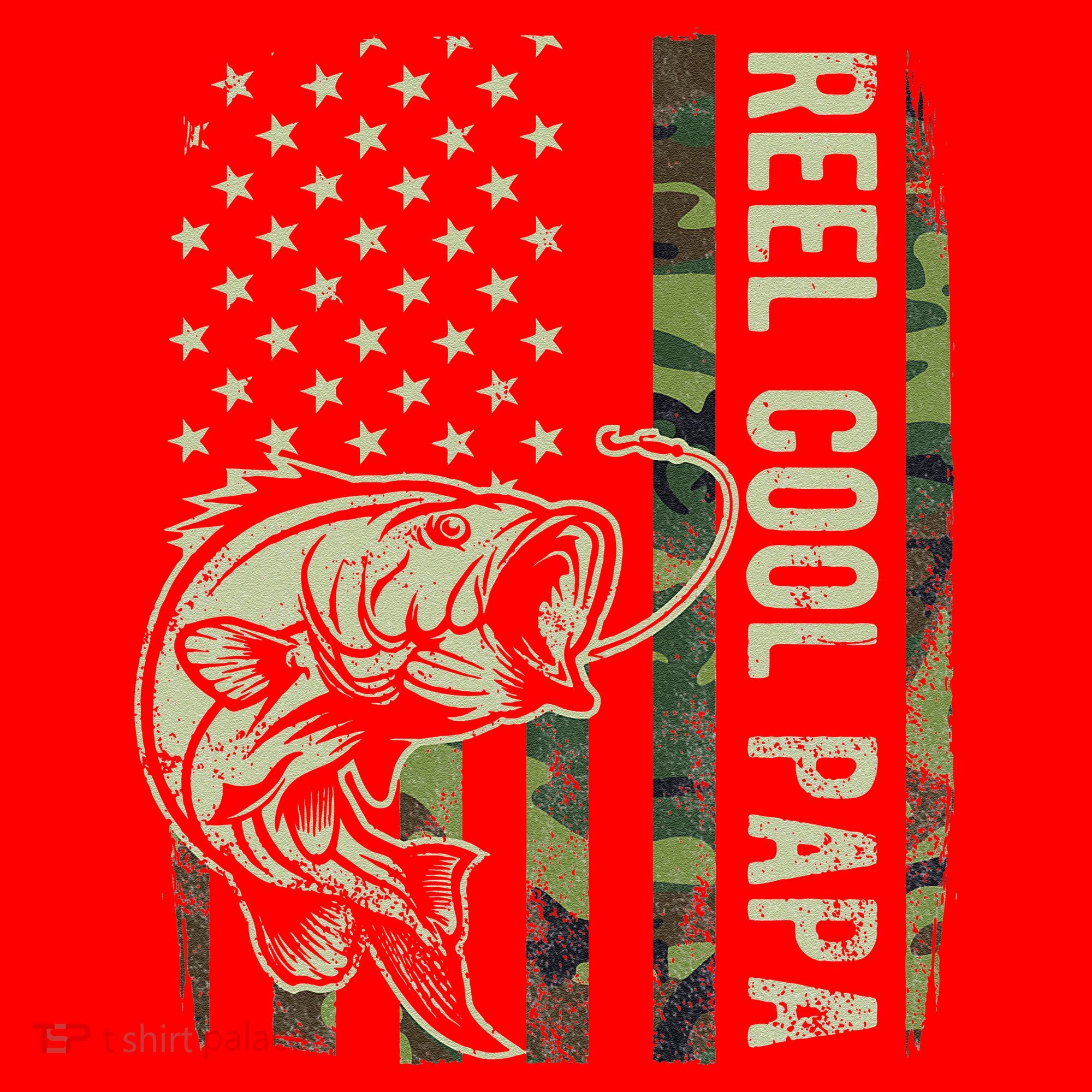 Reel Cool Papa Camouflage American Flag Fathers Day Santa Hat