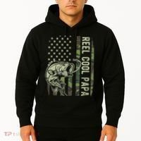 Reel Cool Papa Camouflage American Flag Fathers Day Hoodie thumb 2