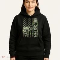 Reel Cool Papa Camouflage American Flag Fathers Day Hoodie thumb 5