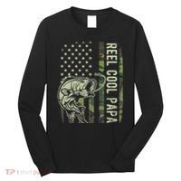Reel Cool Papa Camouflage American Flag Fathers Day Long Sleeve Shirt thumb 0
