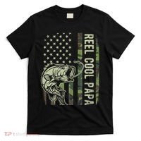 Reel Cool Papa Camouflage American Flag Fathers Day T-Shirt thumb 0