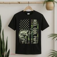 Reel Cool Papa Camouflage American Flag Fathers Day T-Shirt thumb 2