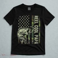 Reel Cool Papa Camouflage American Flag Fathers Day T-Shirt thumb 5