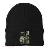 Reel Cool Papa Camouflage American Flag Fathers Day Beanie thumb 0