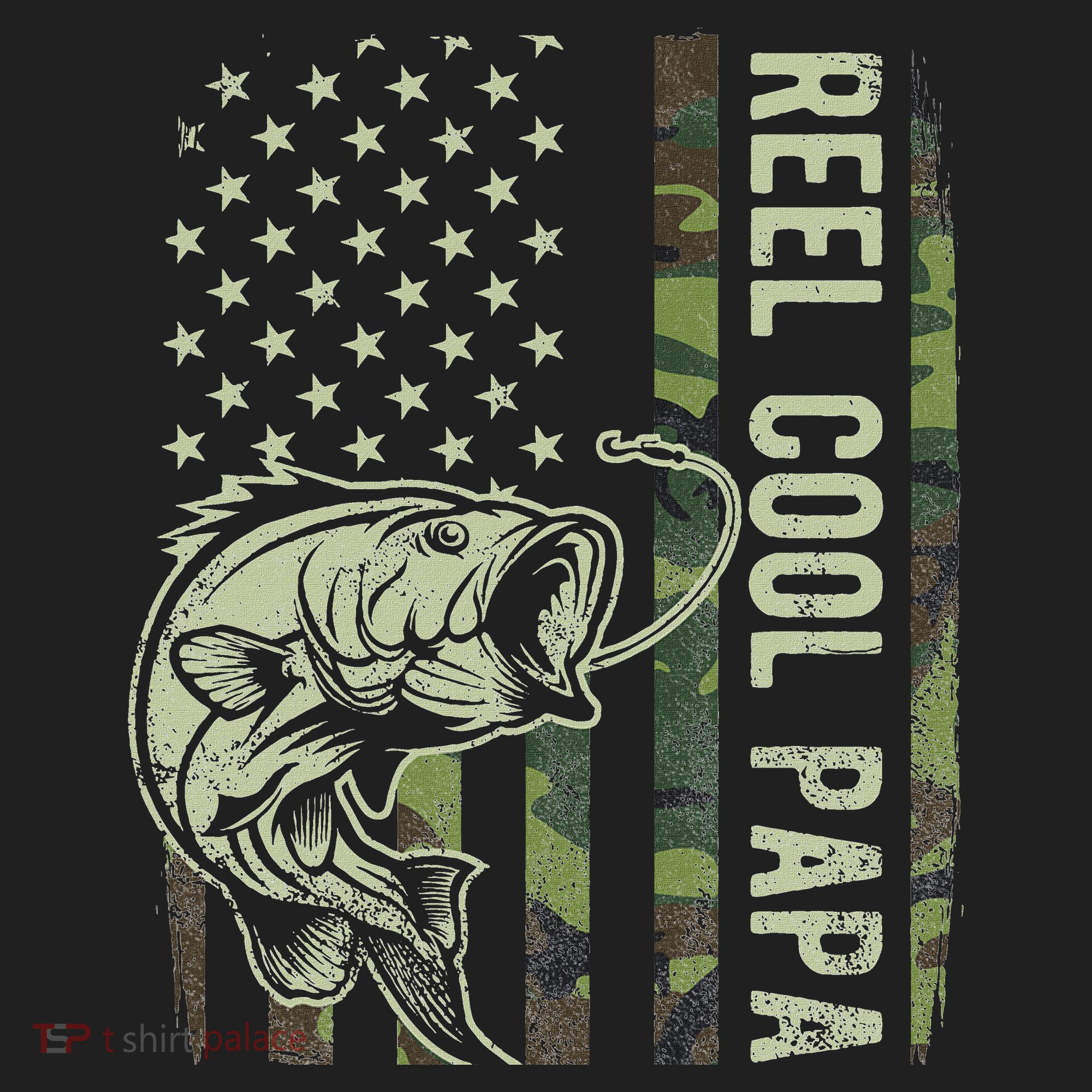 Reel Cool Papa Camouflage American Flag Fathers Day Beanie