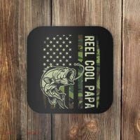 Reel Cool Papa Camouflage American Flag Fathers Day Coaster thumb 0