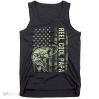 Reel Cool Papa Camouflage American Flag Fathers Day Tank Top thumb 0