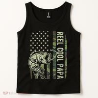 Reel Cool Papa Camouflage American Flag Fathers Day Tank Top thumb 2