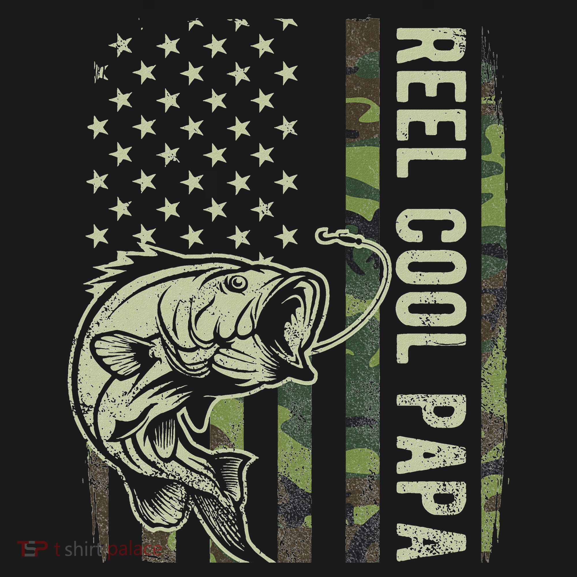 Reel Cool Papa Camouflage American Flag Fathers Day Tank Top