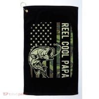 Reel Cool Papa Camouflage American Flag Fathers Day Golf Towel thumb 0