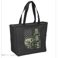 Reel Cool Papa Camouflage American Flag Fathers Day Tote Bag thumb 2