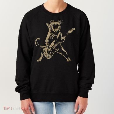 Rock Cat Playing Guitar Funny Guitar Cat Women's Sweatshirt