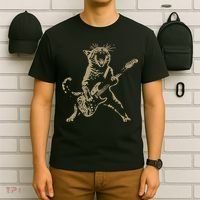 Rock Cat Playing Guitar Funny Guitar Cat T-Shirt thumb 6