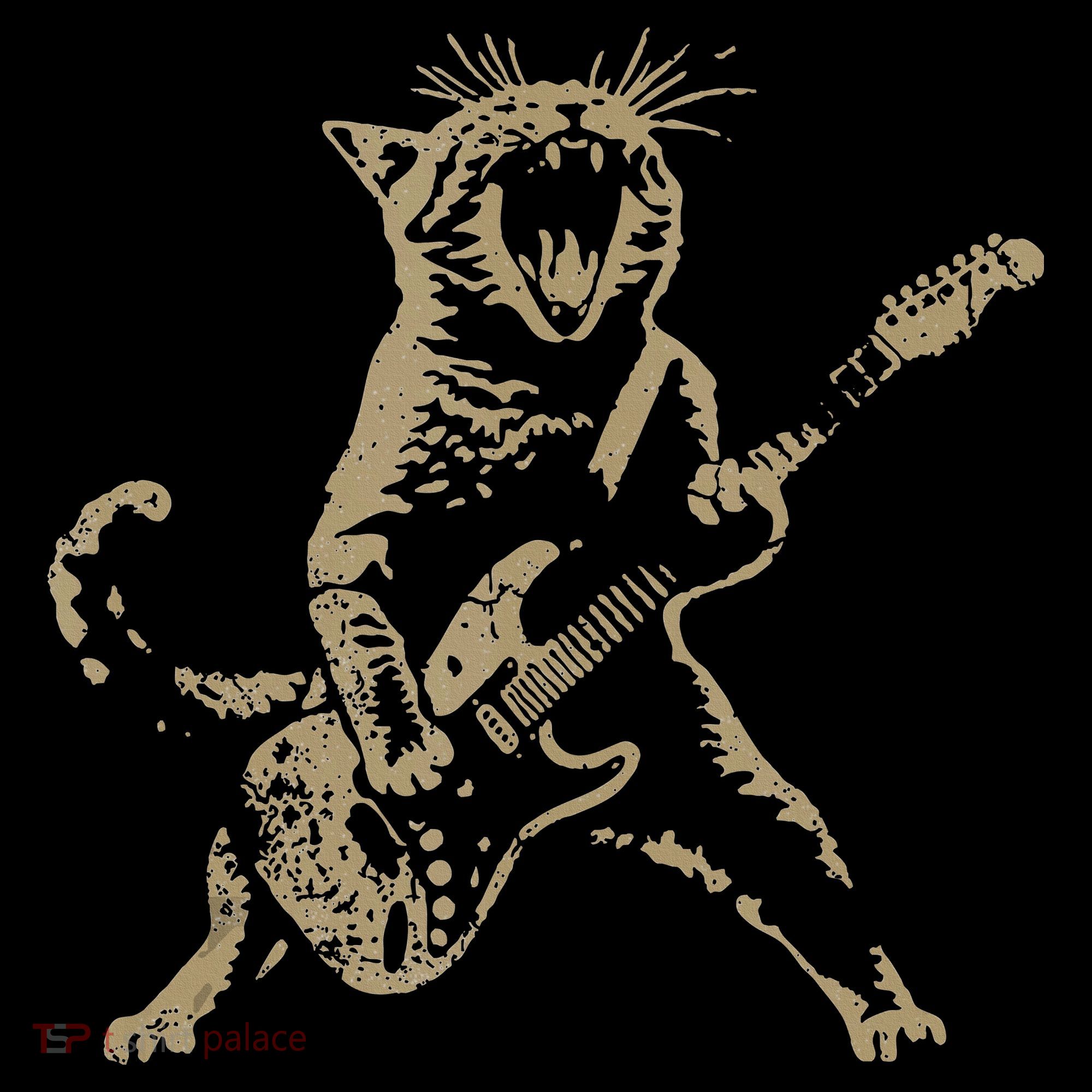 Rock Cat Playing Guitar Funny Guitar Cat T-Shirt