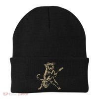 Rock Cat Playing Guitar Funny Guitar Cat Beanie thumb 0
