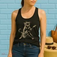 Rock Cat Playing Guitar Funny Guitar Cat Women's Tank Top thumb 2