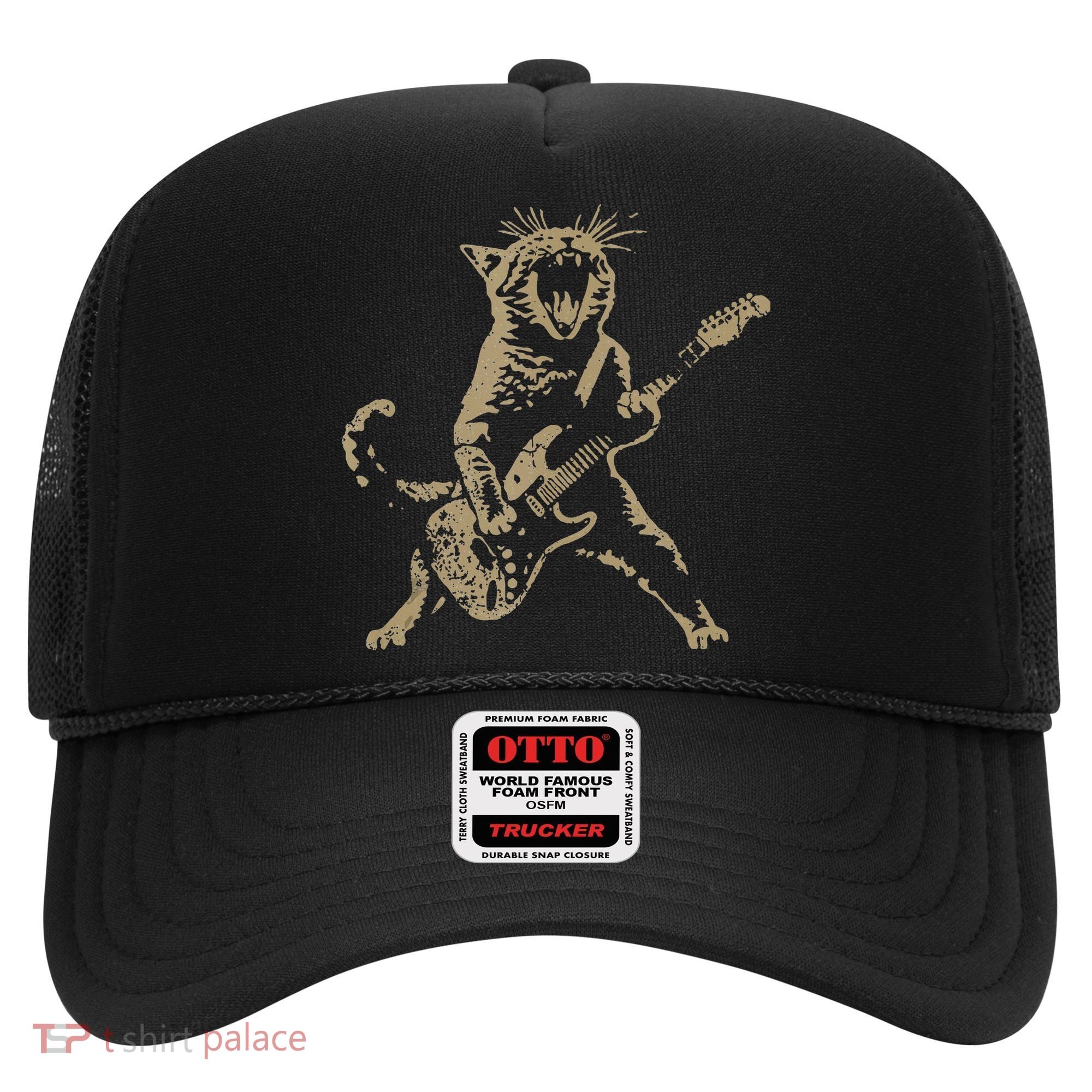 Rock Cat Playing Guitar Funny Guitar Cat Hat