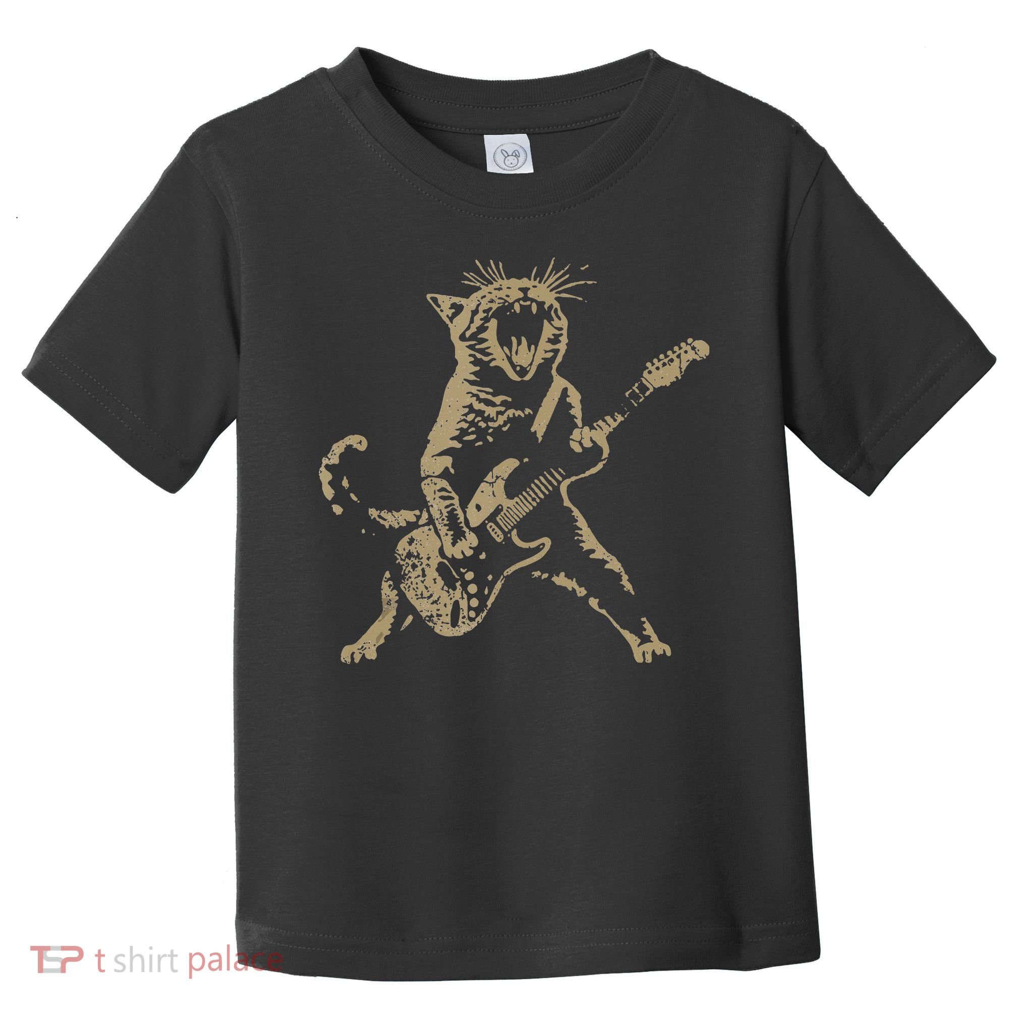 Rock Cat Playing Guitar Funny Guitar Cat Toddler T-Shirt