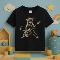 Rock Cat Playing Guitar Funny Guitar Cat Toddler T-Shirt thumb 3