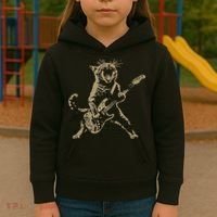 Rock Cat Playing Guitar Funny Guitar Cat Kids Hoodie thumb 3