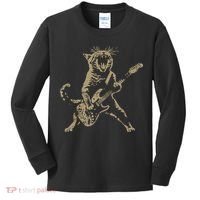 Rock Cat Playing Guitar Funny Guitar Cat Kids Long Sleeve Shirt thumb 0