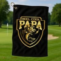 Reel Cool Papa Father Fatherhood Fathers Day Cool Gift Golf Towel thumb 1