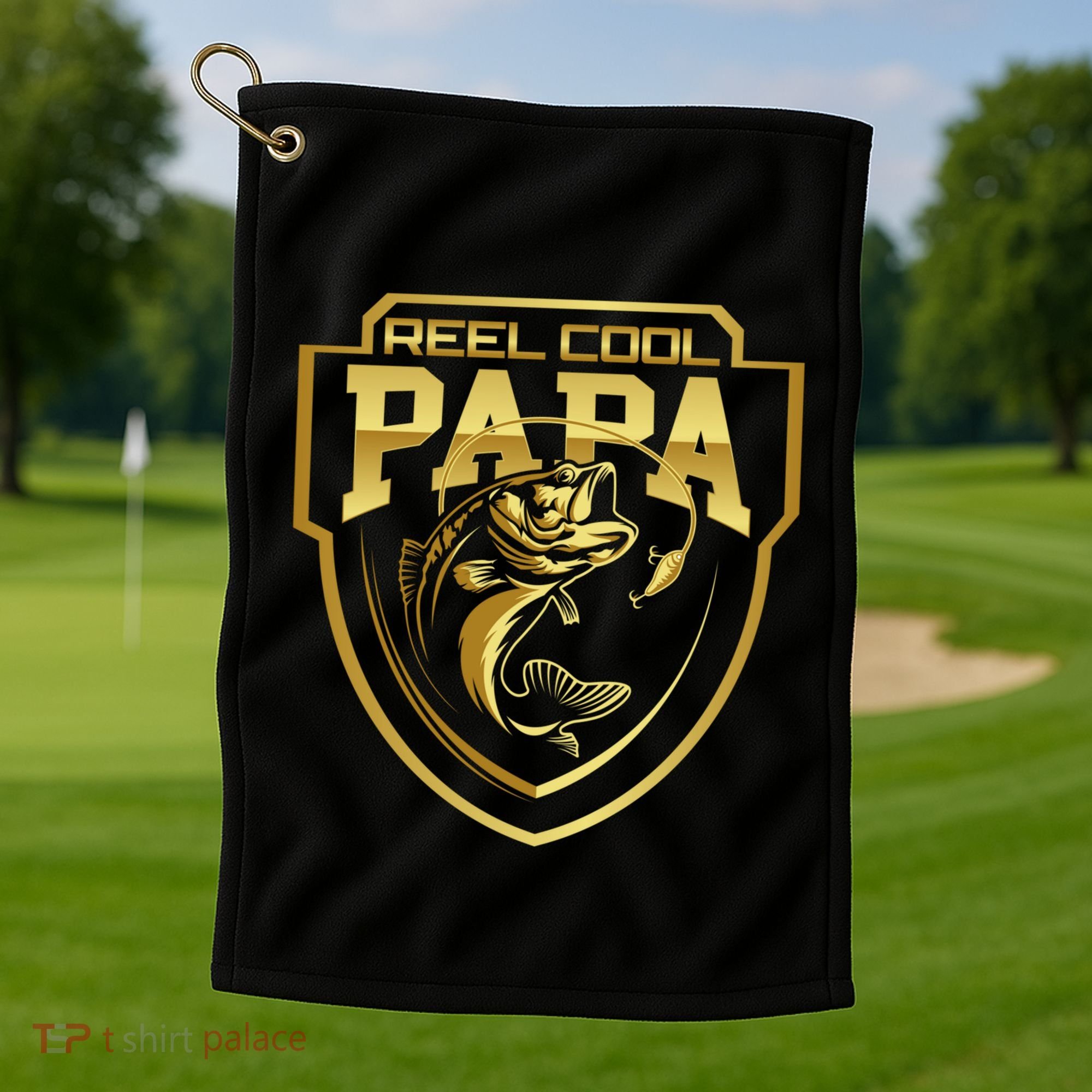 Reel Cool Papa Father Fatherhood Fathers Day Cool Gift Golf Towel