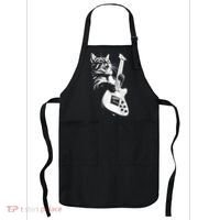 Rock Cat Playing Guitar Funny Guitar Cat Guitarist Apron thumb 0