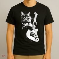 Rock Cat Playing Guitar Funny Guitar Cat Guitarist T-Shirt thumb 3
