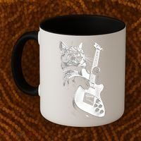 Rock Cat Playing Guitar Funny Guitar Cat Guitarist Coffee Mug thumb 2