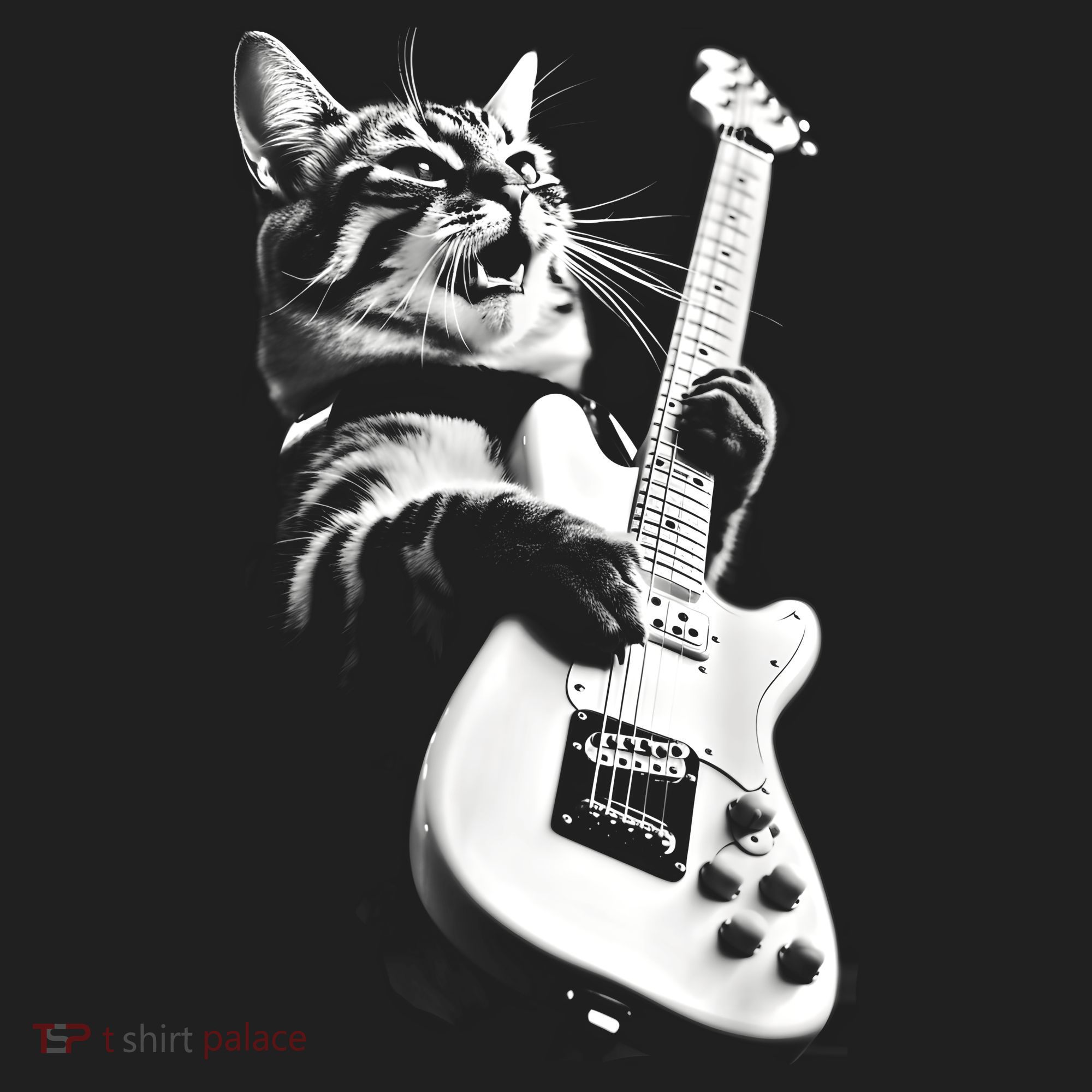 Rock Cat Playing Guitar Funny Guitar Cat Guitarist Beanie