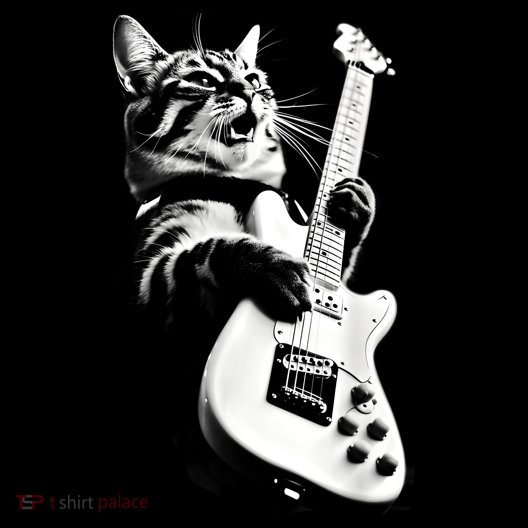 Rock Cat Playing Guitar Funny Guitar Cat Guitarist Women's Hoodie