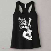 Rock Cat Playing Guitar Funny Guitar Cat Guitarist Women's Tank Top thumb 3