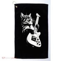 Rock Cat Playing Guitar Funny Guitar Cat Guitarist Golf Towel thumb 0