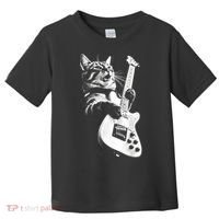 Rock Cat Playing Guitar Funny Guitar Cat Guitarist Toddler T-Shirt thumb 0