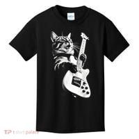 Rock Cat Playing Guitar Funny Guitar Cat Guitarist Kids T-Shirt thumb 0