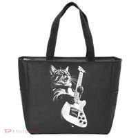 Rock Cat Playing Guitar Funny Guitar Cat Guitarist Tote Bag thumb 0