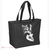 Rock Cat Playing Guitar Funny Guitar Cat Guitarist Tote Bag thumb 2