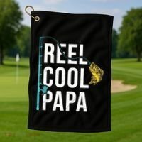 Reel Cool Papa Fishing Gift Funny FatherS Day Gift Golf Towel thumb 1