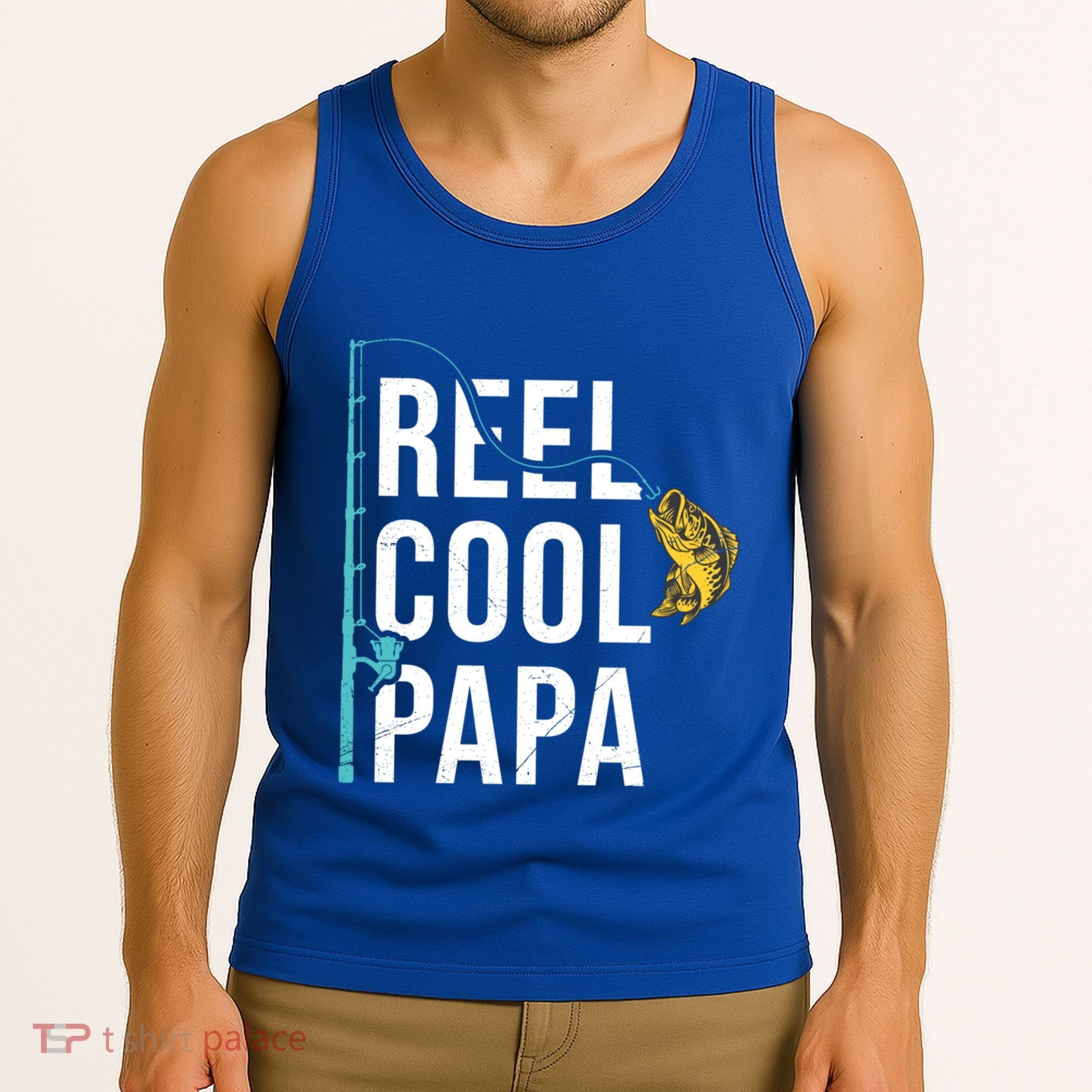 Reel Cool Papa Fishing Gift Funny FatherS Day Gift Tank Top