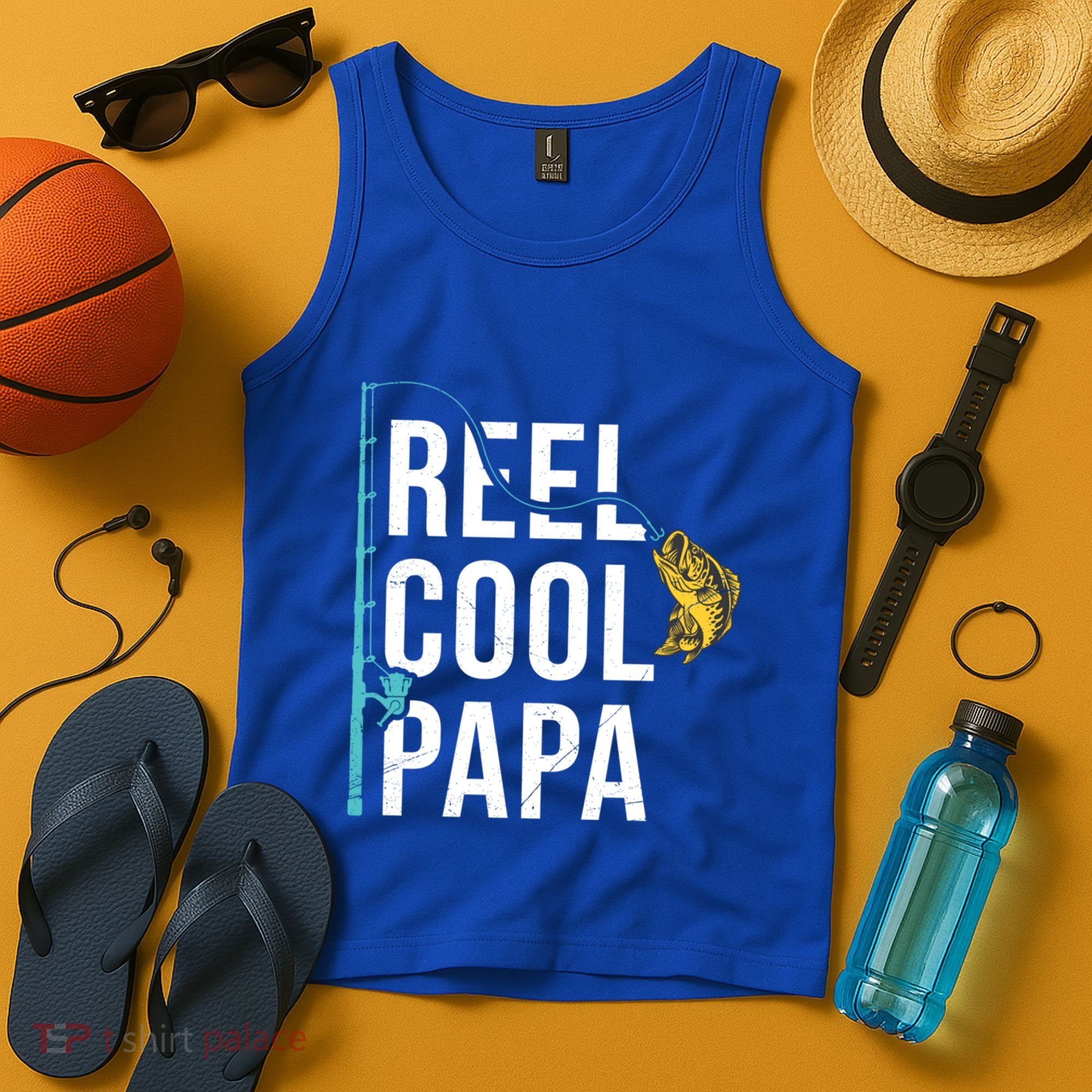 Reel Cool Papa Fishing Gift Funny FatherS Day Gift Tank Top