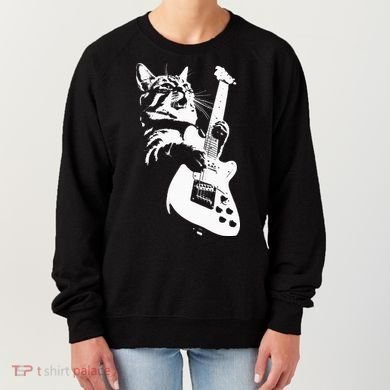 Rock Cat Playing Guitar Funny Guitar Cat Women's Sweatshirt