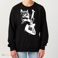 Rock Cat Playing Guitar Funny Guitar Cat Women's Sweatshirt thumb 0