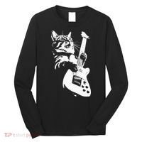 Rock Cat Playing Guitar Funny Guitar Cat Long Sleeve Shirt thumb 0