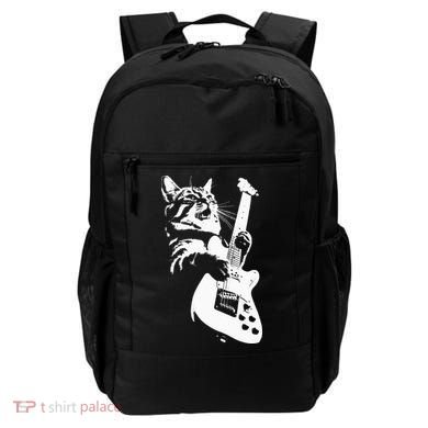 Rock Cat Playing Guitar Funny Guitar Cat Backpack