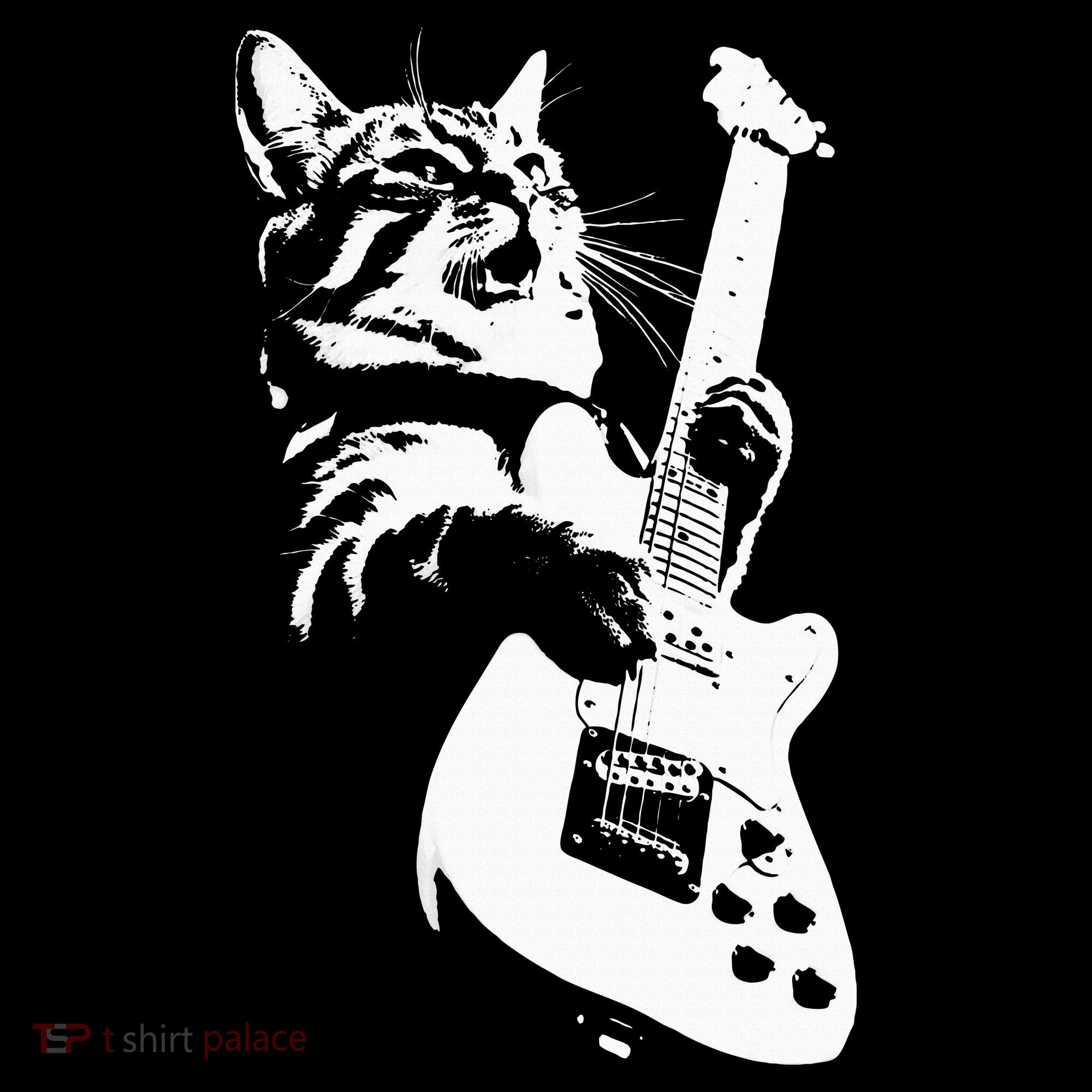 Rock Cat Playing Guitar Funny Guitar Cat Mousepad