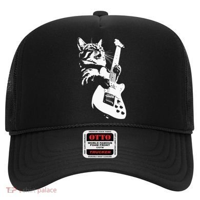 Rock Cat Playing Guitar Funny Guitar Cat Hat