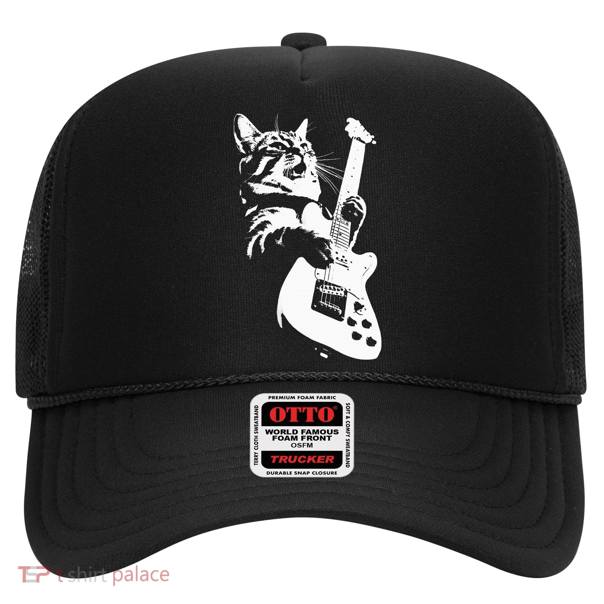 Rock Cat Playing Guitar Funny Guitar Cat Hat