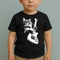 Rock Cat Playing Guitar Funny Guitar Cat Toddler T-Shirt thumb 2