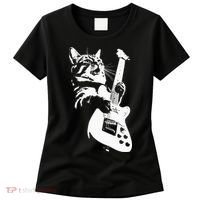 Rock Cat Playing Guitar Funny Guitar Cat Women's T-Shirt thumb 0